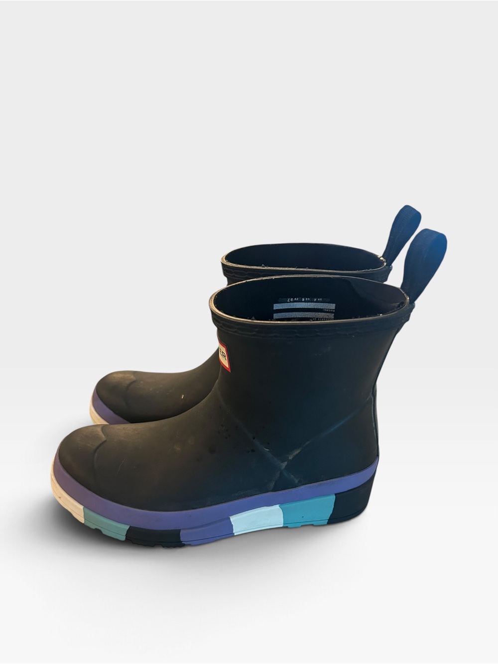 Hunter Waterproof Black Rain Boots with Colorblock Sole size 6